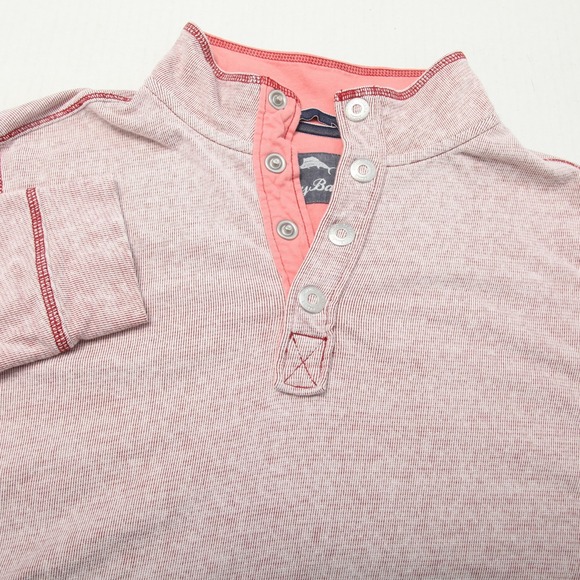 Tommy Bahama Other - Tommy Bahama Pullover Mens Medium Red Snap Mock Neck Long Sleeve Cotton Henley